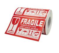 LALADEFIEE Pegatinas Frágil Adhesivas 300 Unidades Rollo, Etiquetas de Advertencia para Embalaje y Envío, Adhesivo Fuerte para Cajas y Mudanzas, Etiquetas Manipular con Cuidado para Uso