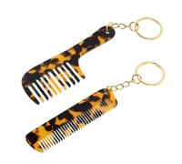 LALADEFIEE Peine de Acetato con Estampado de Leopardo 2 Unidades, Mini Tamaño Portátil, Peine de Dientes Anchos para Mujer con Llavero, Adecuado para Bolso y Cuidado del Cabello en Cualquier Ocasión
