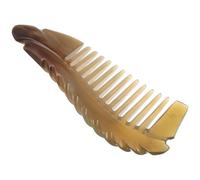 LALADEFIEE Peine de Cuerno de Buey Natural Artesanal de Dientes Anchos para Cabello Ondulado o Rizado Antiestático Tamaño Compacto Portátil Masaje Capilar Relajante 13-14 CM