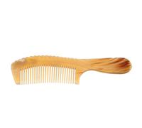 LALADEFIEE Peine de Masaje de Cuerno de Vaca Dientes Finos, Mango Redondo y Diseño Doble Cara, Antiestático para Cabello y Barba en Uso Diario y Viajes de Negocios, 18 Cm