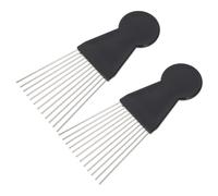 LALADEFIEE Peines de Acero Inoxidable para Hombre Negro, 2 Piezas, Seguros Cuero Cabelludo, Aptos para Cabello Húmedo y Seco, Ideales para Peluquería y Peinados Afro