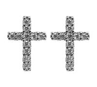 LALADEFIEE Pendientes de Cruz para Mujer, Pequeños Pendientes Plateados, Diseño Minimalista, Piercings Cómodos para Dormir, Bisutería Juvenil y Moderna para Uso Diario