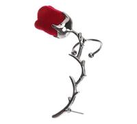 LALADEFIEE Pendientes de Flor de Rosa con Espinas para Mujer Diseño Oscuro Color Vino Tinto 1 Pieza Accesorio para Cartílago y Oreja Adecuado para Uso Diario y Ocasiones Obsequios