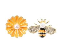 LALADEFIEE Pendientes de Flores Asimétricos y Abeja para Mujer, Plata Esmalte, Pequeños y Delicados, Joyería Femenina para Verano y Ocasiones Obsequios