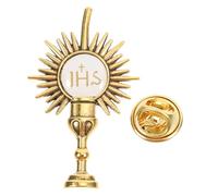 LALADEFIEE Pin de Solapa Cruz de Moda para Comunión, Pasador Transversal Chapado en Oro, Accesorio Religioso para Ropa, Broche Santa Comunión para Ceremonia y Obsequio