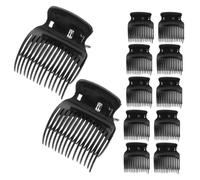 LALADEFIEE Pinzas Cabello para Rulos Calientes 12 Unidades Tamaño Mediano Protección Térmica para Mujeres y Niñas Uso Profesional en Salón Peluquería Clips Negras