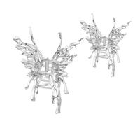 LALADEFIEE Pinzas de Cabello de Aleación con Diseño de Alas para Mujer, 2 Piezas, Color Plata, Estilo Elegante y Práctico para Sujetar el Cabello Firmemente en Fiestas y Ejercicio