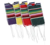 LALADEFIEE Ponchos para Botellas Mini Serapes 4 Piezas Colores (púrpura, Rojo, Amarillo, Verde) Tela Decorativa Mexicana Fiesta Cinco De Mayo Accesorios para Botellas De Cerveza