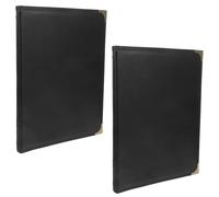 LALADEFIEE Portamenús de Piel Sintética Negro con 3 Páginas Transparentes Carpeta Aglutinante Metálica para Restaurante Chequera del Servidor para Menús de Comida y Bebidas Funda