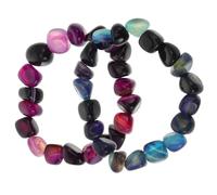 LALADEFIEE Pulsera de Cuentas de Ágata Multicolor Irregular para Mujer y Hombre, 2 Piezas Formas Aleatorias, Pulsera de Piedras Preciosas para Yoga y Uso Diario, Joyería Artesanal de Moda