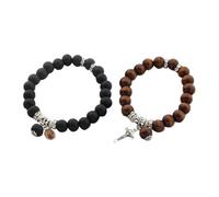 LALADEFIEE Pulseras de Cuentas para Parejas de Madera en Plástico, 2 Piezas, Diseño Creativo y Especial para Hombre, Ideales para Fiesta y Que No Se Rompen Fácilmente