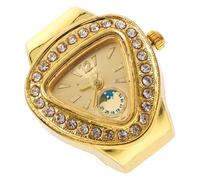 LALADEFIEE Reloj de Anillo Decorativo Unisex de Acero Inoxidable y Vidrio, Mini Reloj de Dedo Ligero para Uso Diario y Accesorios Elegantes, Tamaño Pequeño, Color Dorado