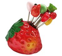 LALADEFIEE Set de Tenedores para Frutas con Base de Fresa, Palillos para Aperitivos Ligeros y Resistentes de Resina y Metal con Soporte para Ensaladas y Vida Diaria Estilo Varios estilos