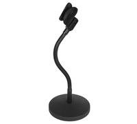 LALADEFIEE Soporte de Micrófono de Sobremesa Ajustable Metálico Negro Base Pesada y Estable para Escritorio, Soporte Telescópico para Micrófono Inalámbrico Adecuado para Oficina y Hogar
