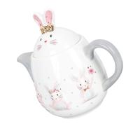 LALADEFIEE Tetera de Cerámica Forma de Conejito para Decoración, 1 Pieza sin Filtro, Capacidad Grande, Diseño Ligero y Compacto, Jarra Multiusos para Leche y Agua, Adecuado para Uso Diario