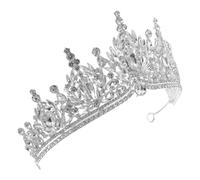 LALADEFIEE Tiaras de Cristal para Mujer, de Princesa de Novia, Plata, Aleación y Gemas de Imitación, Ligera y Cómoda, para Boda y Fiesta de Cumpleaños, para Novias y Mujeres