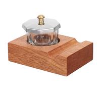 LALADEFIEE Tintero para plumas de inmersión de madera y vidrio, soporte para instrumentos de escritura, organizador de escritorio minimalista, 1 set, para oficina