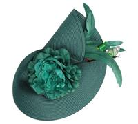 LALADEFIEE Tocado de Novia Verde Oscuro Flores, Plumas y Tela, Diadema Fascinadora Ligera para Bodas y Fiestas, Sombrero de Banquete para Mujer, Accesorio Elegante para Varios estilos