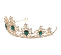 LALADEFIEE Tocado para Novia Vintage de Aleación Grandes Gemas Verdes, Elegante y Resistente Que Sujeta Firmemente el Cabello para Bodas y Eventos Obsequios