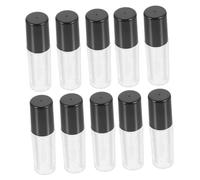 LALADEFIEE Tubos de Brillo Labial Vacíos 10 Unidades 1,2 Ml Mini Portátiles Recargables para Labios Tapa Negra, Envases Cosméticos Rellenable para Viajes y Uso Diario