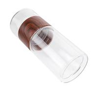 LALADEFIEE Vaso de Té Portátil 300 Ml de Vidrio de Doble Pared Resistente al Calor Infusor para Hojas Sueltas y Frutas Botella de Agua de Té Adecuado para Viaje y Uso Diario Color Madera