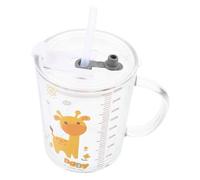 LALADEFIEE Vaso Infantil de Leche con Pajita Vaso de Vidrio Grueso con para Resistente al Calor para Bebida Práctica y