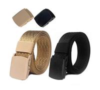 lalafancy 2 Pack Cinturones de Nylon Militares Tácticos Militares Cinturón de Cintura Transpirable Cinturón Web Cinturón de Cintura Al Aire Libre Sin Hebilla de Metal (Negro + Tan)