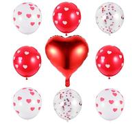 LALAFINA 10piezas Globos de Látex con Impresión de Corazones Rojos y Blancos Decoración para Bodas y Fiestas Suministros Festivos Versátiles para Fondo Fotográfico y Ambientación Romántica