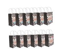 LALAFINA 12 Piezas Bolsa De Papel De Vaca Para Cumpleaños Bolsas Para Regalos De Cumpleaños Para Hornear Para Fiestas y Eventos Tema Vaca Lola