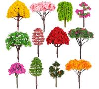 LALAFINA 12 Piezas de Árboles Simulados Miniatura para DIY, Modelo de Árbol de Plástico y Hierro, Decoración de Paisaje para Mesa de Arena, Tren y Manualidades, Árboles Modelo Realistas