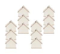 LALAFINA 12 Piezas Kit Creativo de Madera Hucha Forma de Casa, Ranura para Monedas y Pintura DIY Adecuado para Actividades Escolares y Proyectos Stem