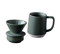LALAFINA 1Juego Taza de Filtro de Café de Cerámica Verde para Café Hand Brewed Oficina y Hogar Diseño Elegante y Práctico Filtrado Fino Material Premium