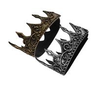 LALAFINA 2 Diademas de Tiara Medieval de Pu Espuma Ligera Banda Ajustable para Hombre, Diseño Antiguo en Plata Adecuado para Disfraces y Fiestas Obsequios
