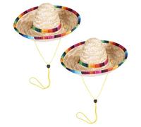 LALAFINA 2 Sombreros Tejidos de Paja para Perros, Accesorios Creativos Ajustables para Mascotas, Ideales para Retratos y Regalos en Celebraciones Temáticas