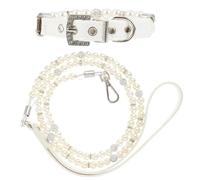 LALAFINA 2piezas Collar Ajustable para Cachorro con Perlas y Correa para Perros Conjunto Seguro y Elegante para Fiestas y Uso Diario S Blanco Destaca la Nobleza y Dulzura de Tu Mascota