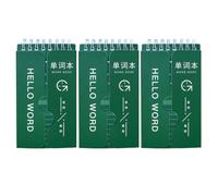 LALAFINA 3 Cuadernos de Notas de Vocabulario en Inglés Cuaderno Portátil Tamaño Pequeño Hojas Sueltas de Papel de Calidad Color Verde Oscuro para Aprender y Escribir