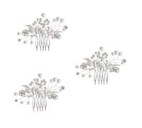 LALAFINA 3 Piezas palos de pelo en forma de u peine de pelo de la vendimia horquillas de diamantes de imitación pasadores de pelo en forma de u palillos para el cabello aleación velo novia