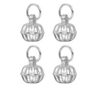 LALAFINA 4 Campanas y Cascabeles de Calabaza de Plata S925 para Collar de Mascota, Accesorios DIY para Manualidades y Dijes de Halloween