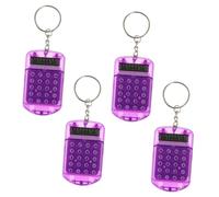 LALAFINA 4 Piezas Mini Calculadora de Bolsillo con Llavero Calculadora Portátil para Estudiantes Diseño Compacto y Funcional de Color Morado