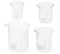 LALAFINA 4 Piezas Vaso Graduado de Laboratorio de Vidrio Borosilicato Escala Clara y Fácil de Leer, Capacidad 250ml para Experimentos Científicos y Educación