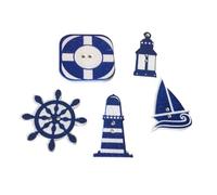 LALAFINA 50 Botones de Madera Temática Náutica para Ropa DIY Diseño de Faro, Salvavidas y Timón, Ideales para Fiesta Verano y Scrapbook Varios estilos