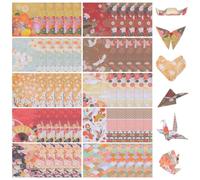 LALAFINA 50 Piezas Papeles de Origami Cuadrados de Doble Cara para Manualidades Infantiles, Papel Plegable de Colores Surtidos Adecuado para Scrapbooking y Entrenamiento de Habilidades