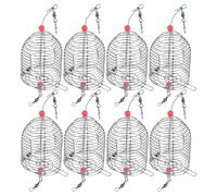 LALAFINA 8 Piezas Jaula Trampa para Pesca de Acero Inoxidable Tapa de Resorte y Estructura Soldada, Adecuado para Camarones y Pequeños Peces en Actividades de Pesca