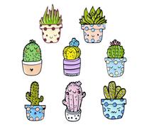 LALAFINA 8 Pines de Aleación Diseño Creativo de Cactus y Dibujos Animados, Accesorios Decorativos Vida Diaria y Fiestas, Estilo Delicado y Encantador Varios estilos
