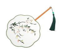 LALAFINA Abanico Redondo de Seda con Doble Cara y Borlas Chinas Ventilador Circular Translucido de para Decoración Culturales Accesorio Chino