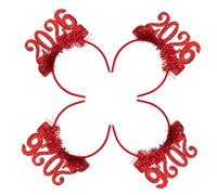 LALAFINA Accesorios para Fiesta 4 Piezas Diademas Purpurina Roja para Photocall en Celebraciones de Cumpleaños y Nochevieja 2026, Diseño y Material Liviano para Comodidad