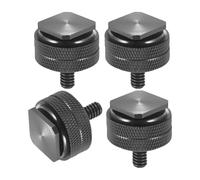 LALAFINA Adaptador para Plataforma Tornillo Doble 1/4 Pulgadas para Cámara y Disparador Inalámbrico, Aleación de Aluminio Negro, 4 Piezas para Montaje Seguro