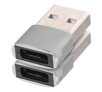 LALAFINA Adaptador USB Tipo C Hembra a USB 2.0 Macho 2 Piezas, Conversor Compatible para Cargador y Transferencia de Datos, Color Gris, Portátil para Computadora, Banco de Energía