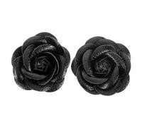 LALAFINA Adornos para Zapatos de Rosas Negras, 1 Par en Piel Sintética