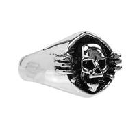 LALAFINA Anillo de Calavera Punk para Hombres, Aleación de Hierro Resistente Prueba de Sudor, Diseño Retro y Moderno para Fiestas en Bares y Eventos de Baile